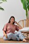 100% Cotton Large Size Short Sleeve Women's Pajamas Set - 3