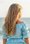 Girl's Alina Madonna Water Green Skirt Blouse Bottom Top Set - 6