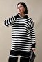 Shirt Collar Striped Black Knitwear Set - 3
