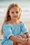 Girl's Alina Madonna Water Green Skirt Blouse Bottom Top Set - 3