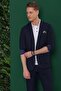 Slim Fit Mono Collar Jacket with Pocket, Flexible Cotton, Navy Blue Blazer Jacket C 639 - 4