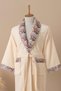 FIORE Floral Print Bathrobe Set 100% Cotton Certified, 2 Pieces, Cream Color - 4