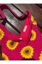 Fuchsia Lined Shoulder Bag with Knitted Sunflower Motif - 4