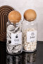 2-Piece Tea & Sugar Jar Set Glass Jar with Wooden Lid and Label Storage Container 1300 ml - 5