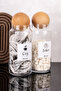 2-Piece Tea & Sugar Jar Set Glass Jar with Wooden Lid and Label Storage Container 1300 ml - 4