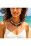 Turquoise Coral Communication and Healing and 2 Row Necklace Against Evil Eye - 3