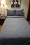 Striped Cotton Satin Double Duvet Cover Set with Elastic Sheets Hotel White Color Micro Luxury - 6