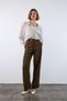 Khaki Pleated Palazzo Trousers with Elastic Back - 3