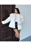 New Season Shawl Collar Premium Off-Whitesuni Faux Fur Coat - 7