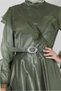 FLUFFY DETAILED BELTED EVENING DRESS 50397 - 4