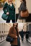 5086 Myra Women's Smoky Dark Brown PU Leather Daily Shoulder Bag Three-Compartment Hobo Tote Hand Bag - 7