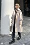 Balloon sleeve knitted cashmere coat beige - 4