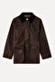 Women's Brown Velvet Collar Oversize Coat Jacket - 6