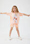L1564C Girl's Female Rabbit Salmon Short Set