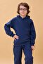 Reglan Sleeve Hooded Fleece Lined Unisex Children's Set Indigo - 3