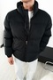 Thick Black Corduroy Puffer Coat