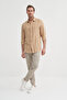 Regular Fit Woven Cotton Line Textured Long Sleeve Shirt