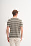 Crew Neck Slim Fit Striped Jacquard T-Shirt - 4