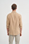 Regular Fit Woven Cotton Line Textured Long Sleeve Shirt - 3