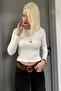 Ecru Crew Neck Slim Fit Women's Bodysuit Mg2564 - 2