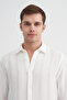 Regular Fit Woven Cotton Line Textured Long Sleeve Shirt