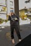 Unisex Oversized Ullusion Champ Printed Tracksuit Set Black – Elastic Waist and Legs, Half Zipper - 4