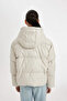 Water Repellent Faux Leather Coat Hooded Fleece Inside Zippered Pocket A0804Ax23Wn - 7