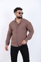 Men's brown linen-look Oversized shirt long sleeve casual everyday streetwear - 2