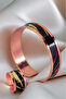 Women's Copper Bracelet Ring Set - Sofia Model Special Edition Metal Box Zeolite Sand - 3