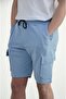 Men's Cargo Pocket Comfort Fit Blue Shorts with Elastic Waist - 2