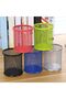 Metal Perforated Pen Holder Mesh Round Pen Holder Box Desktop Wire Pen Holder - Green - 3
