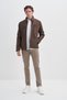 Slim Fit Vintage Pu Leather Blend Coat - 3