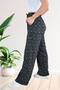 Women's Elastic Waist Black Floral Printed Wrap Palazzo Trousers - 4