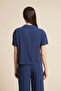 Solid Buttoned Half-Sleeve Top - 5