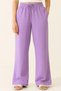 Women's Lightly Transparent Elastic Waist Lace-Up Palazzo Muslin Trousers 3078 Lilac - 2