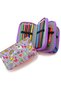 Purple Unicorn-Flamingo Kawai Organizer Kalemkutu Pencil Case Vegan Leather Three Compartment Pen Holder -Purple - 2