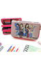 Glittery Sparkling Blackpink Blink Pencil Case Vegan Leather Pencil Case Three Compartment Pen Holder - Pink