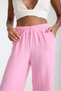 Women's Lightly Transparent Elastic Waist Lace-Up Palazzo Muslin Trousers 1096 Pink - 2