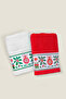 2-Piece Christmas Towel 100% Cotton Christmas Concept Hand, Face and Kitchen Towel White Red 50X90Cm - 2