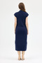2317 Zero Sleeve Dress with Gathered Sides Navy Blue - 5