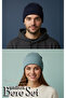 Unisex Folded Beret Baby Blue Navy Blue 2-Piece Beret Set - 3