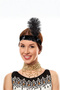 Black Color Charleston Headpiece 80's 90's Feathered Hair Band