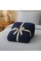 Jacquard Sherpa Blanket – Double (200x220 cm) – Square Embossed, Navy Blue - 2