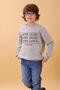 Unisex Children's Crew Neck Sweatshirt with Print Detail and Fleece Inside – Gray Melange - 3
