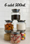 Set of 6 500 ml Vacuum Spice Jars with Metal Lids - Storage Container - Jar - Labeled