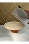 Sunumluk Natural Travertine Marble Cake Stand with Natural Legs and Glass Vase 25X2 cm - 6