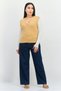Women V Neck Knitted Vest, Gold - 4