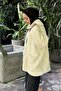 Ecru Plush Coat - Leather Piping and Front Pocket Detail - 2