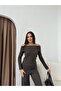 Women's Madonna Collar Hooded Wide Ribbed Stretchy Blouse and Pants Set - 4
