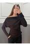 New Product Drape/Ruching Detail Flowy Neckline Knitted Crepe Fabric Long Sleeve Blouse 0031 - 3